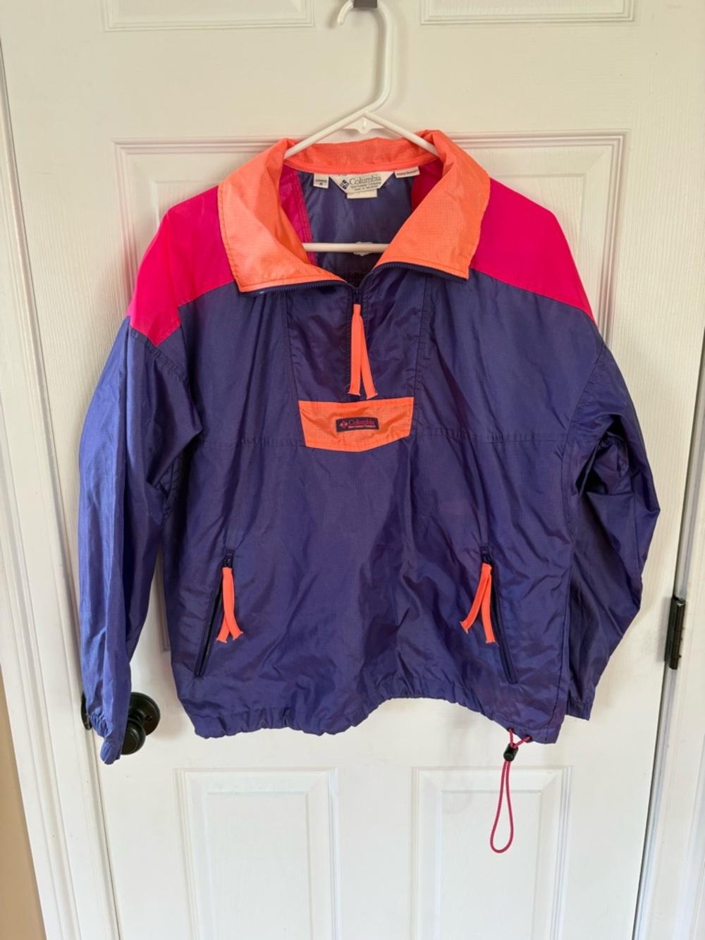 Vintage Columbia Colorblock Windbreaker Jacket - Purple & Pink Medium